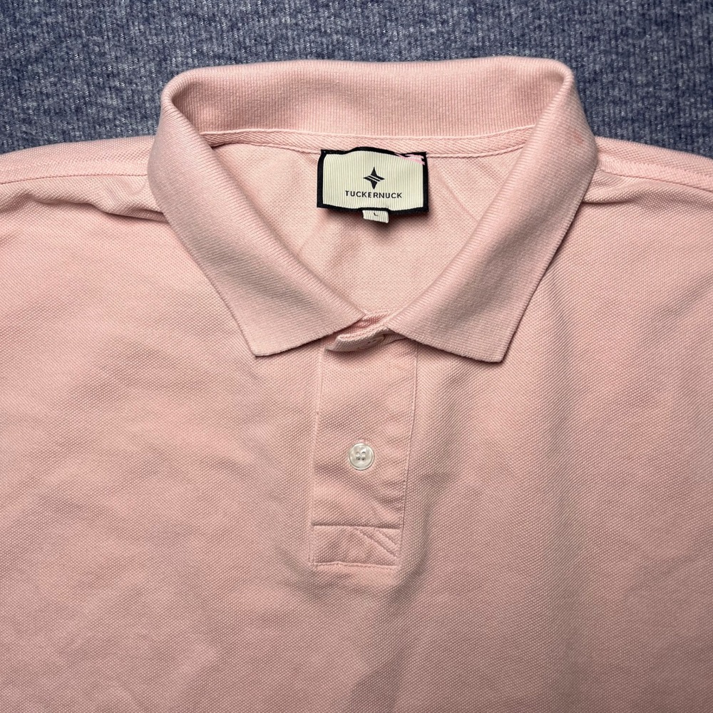 Tuckernuck Pink Cotton Pique Short Sleeve Polo Dress Women's Large Boyfiend Polo